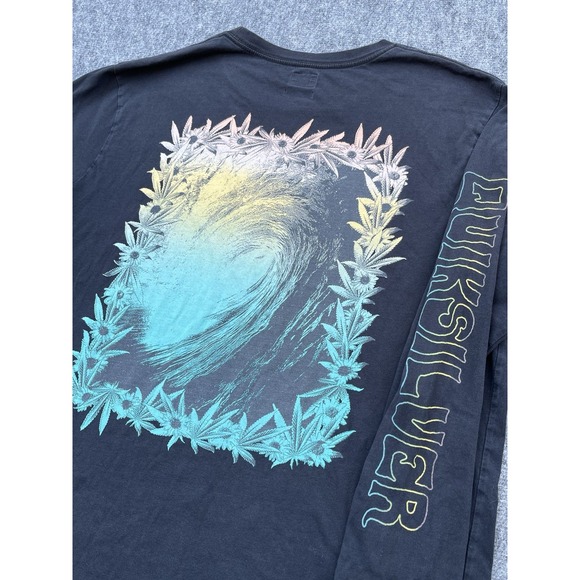 Quiksilver Other - VTG‎  Quiksilver Shirt Mens XL Long Sleeve Spellout Wave And Weed Leaves Grail